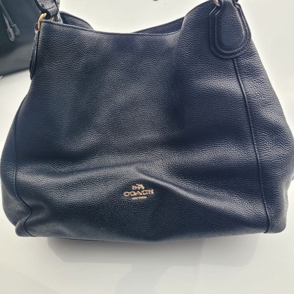 Coach Edie 31 black leather shoulder bag